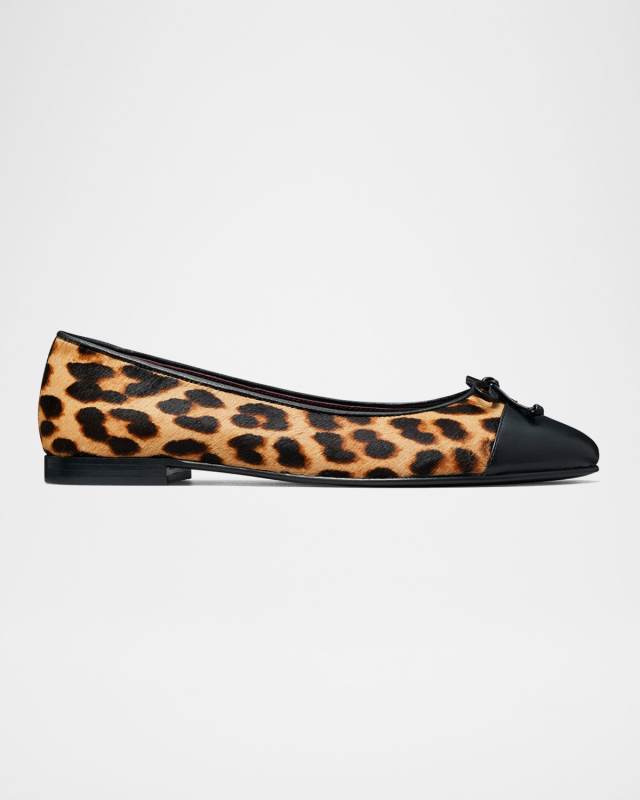 Leopard Cap-Toe Ballerina Flats